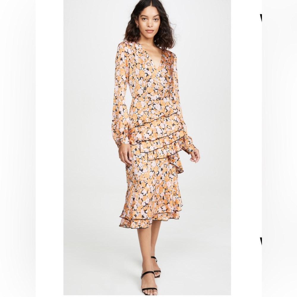 WAYF Nassau Tiered Midi Ruffle Dress